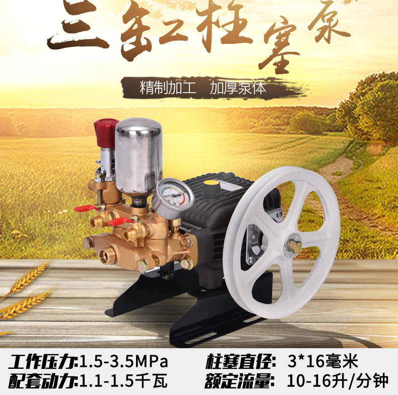 大登农用高压三缸柱塞打药泵免黄油陶瓷打药机喷雾器清洗新式水泵泵头