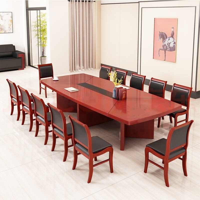 众和佰吉平板桌小型贴实木皮会议桌长桌椅组合胡桃木皮油漆会议桌