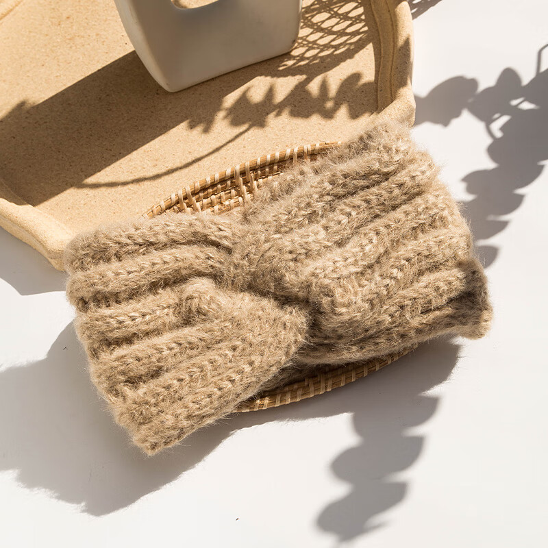 文雨飞 复古宽边编织发带少女秋冬外出韩版棉麻针织头巾百搭毛线