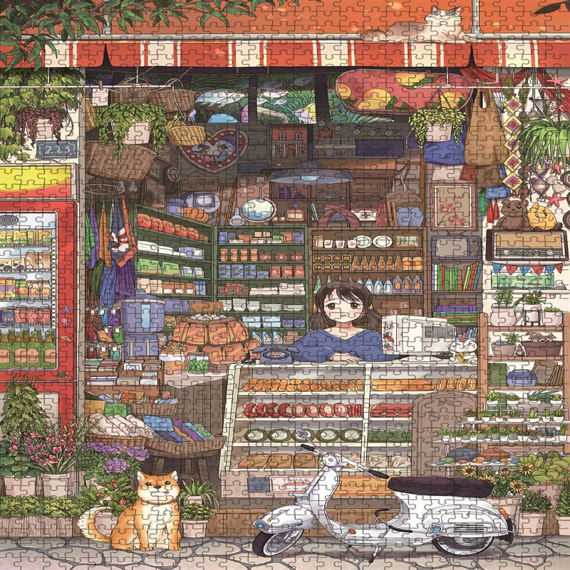 卡通拼图1000/片可爱甜品小镇系解闷潮玩礼物木质礼物玩具 杂货铺