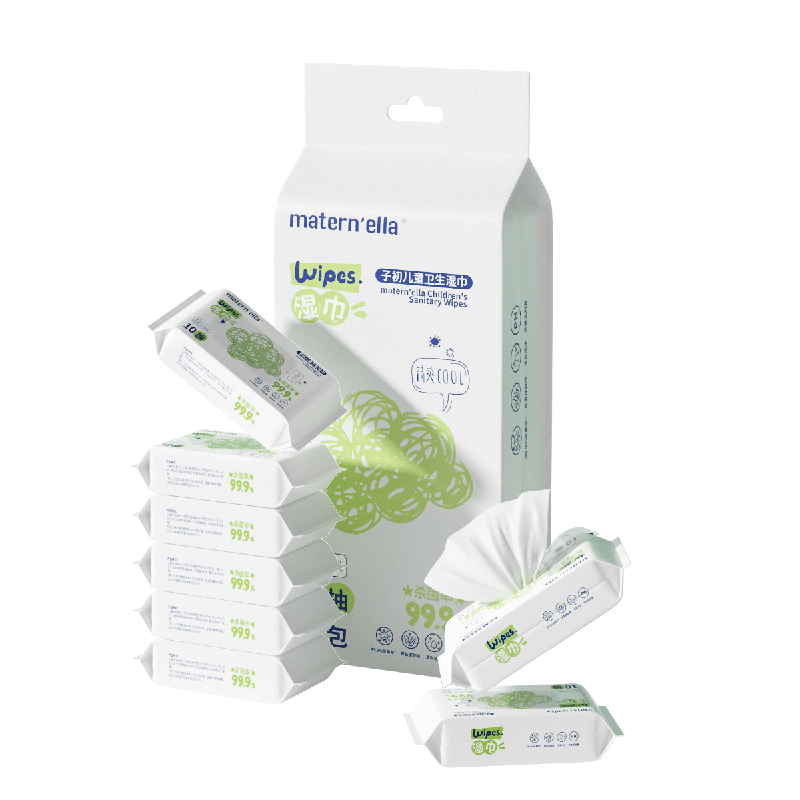 子初湿巾 儿童卫生湿巾湿纸巾杀菌湿巾纸 杀菌率99.9% 10抽*8包/提