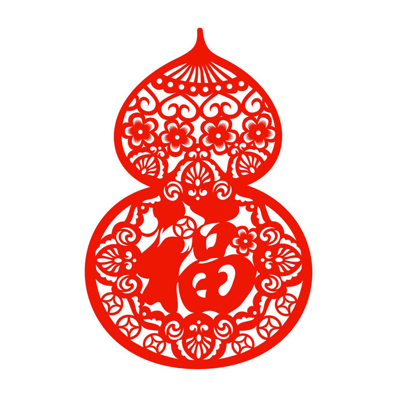 打春葫芦剪纸窗花静电贴纸福字玻璃门装饰窗户福禄贴画2024龙年节 zr