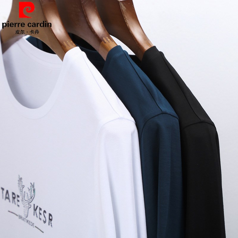 皮尔卡丹（pierre cardin）桑蚕丝短袖男士T恤夏季半袖薄款圆领大码冰 丝体恤打底衫 上青标准尺码 813 190/130码
