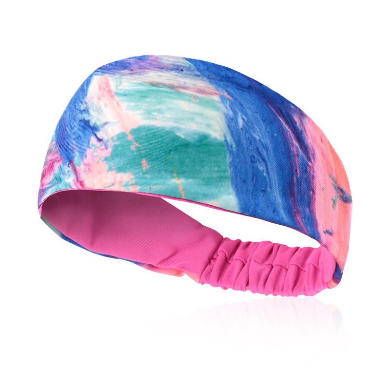 运动头带女莱卡透气吸汗头巾跑步运动止汗导汗带瑜伽健身护头束发带夏