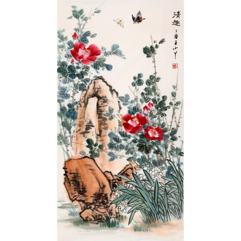 丹桂苑王小丫字画写意花鸟精品名人国画纯手绘三尺竖幅名家书画作品