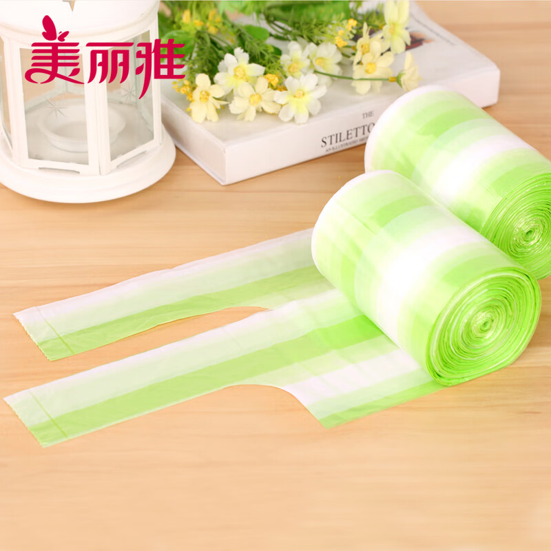 美丽雅(MARYYA)背心式垃圾袋厨房客厅清洁塑料袋 家用手提一次性多规格可选 中号45*55cm【60只】