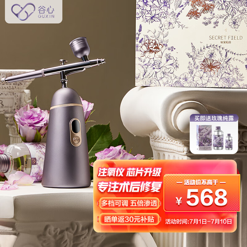 谷心（GX·Diffuser）注氧仪家用纳米喷雾器补水美容仪面部水光针仪器生日礼物送女生母亲节礼物520礼物 升级版S 雅灰紫