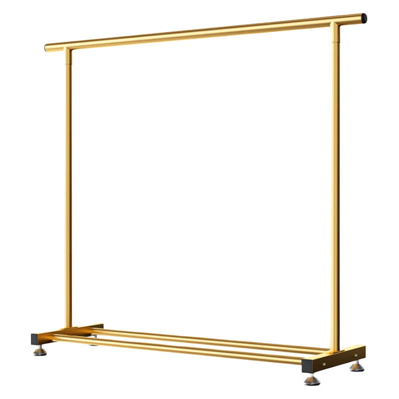 密林輕奢晾衣架落地室內(nèi)簡(jiǎn)易晾衣桿掛衣曬衣架曬被子臥室收納置衣架 【加粗25mm】1.2米金色 帶輪子
