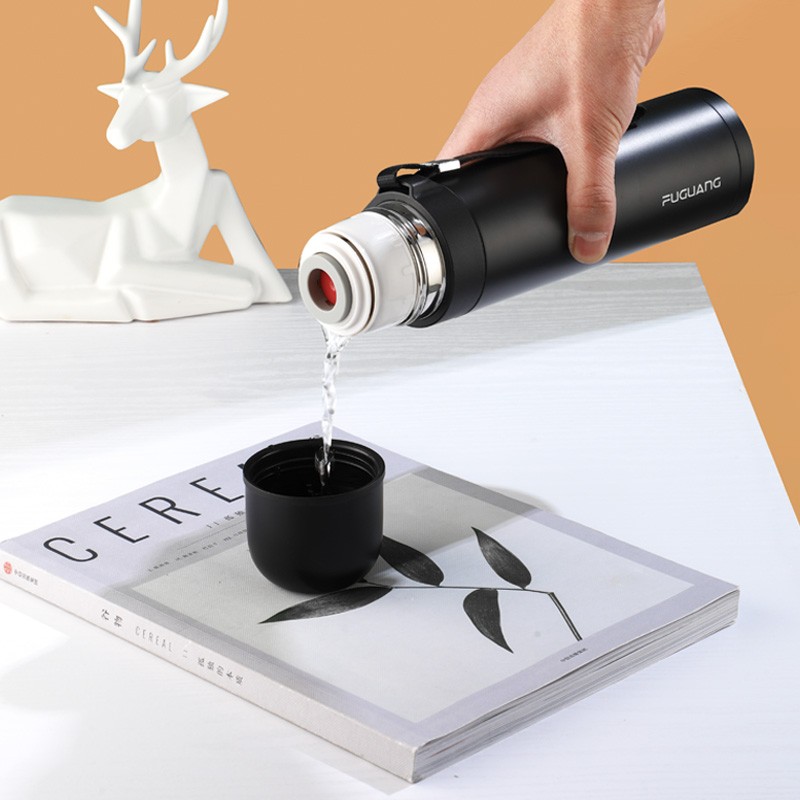 富光 男女士真空不锈钢保温杯 旅行运动水杯子 便携式车载办公茶杯 幽冥黑 500ml