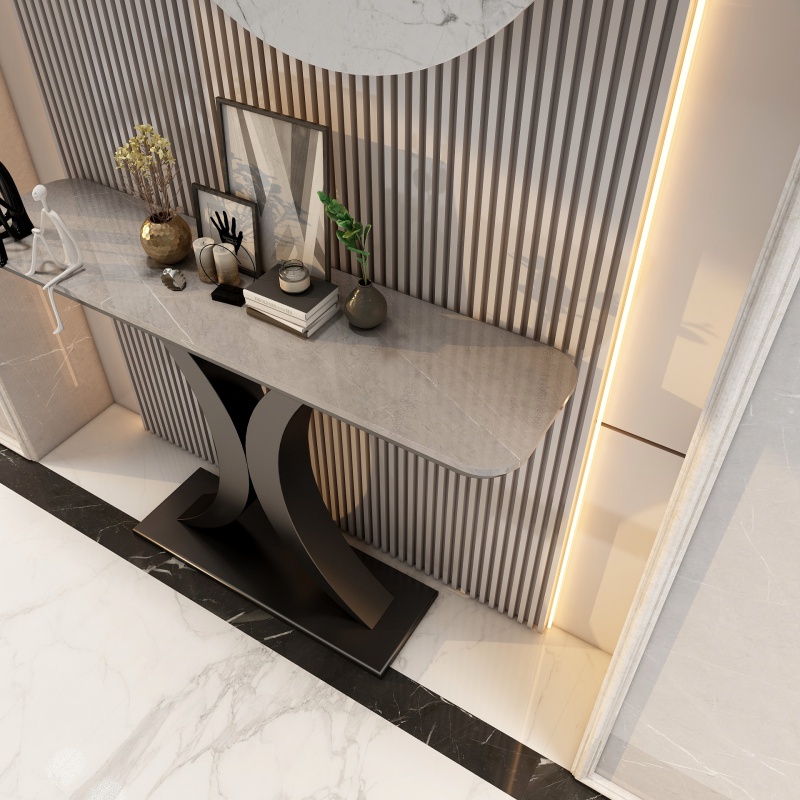 弩斑(nuban)轻奢意式岩板玄关台现代简约入户靠墙超窄置物长条案端景