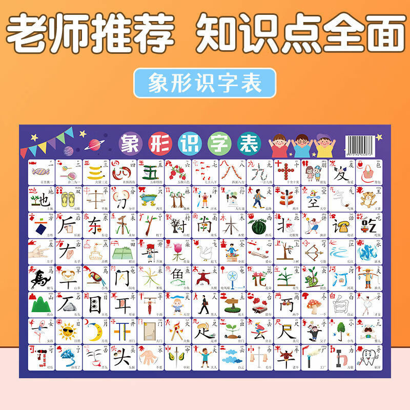 三字经完整版挂图弟子规千字文百家姓拼音识字 1张 象形识字