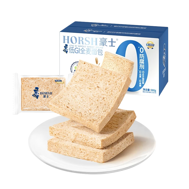 豪士 低GI全麦吐司面包380g 零食蛋糕早餐营养中西式糕点办公室休闲