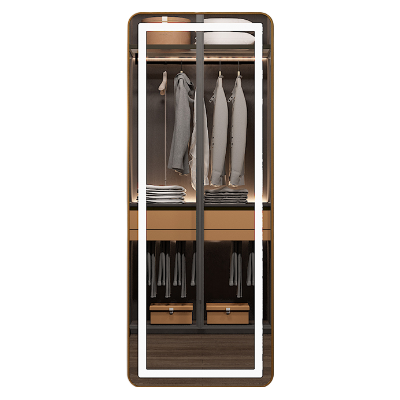 含雅 带灯免打孔穿衣镜壁挂理发店可用智能led灯镜试衣镜挂墙 70*150金色边框、白光单触摸