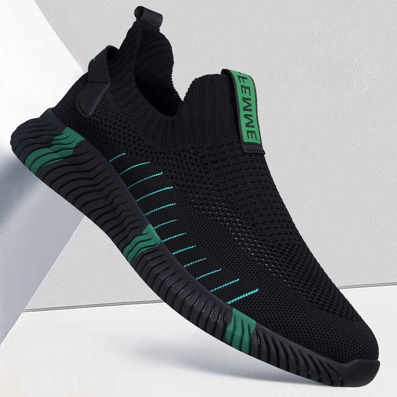 奔瑜大胖宽脚加肥加大码鞋子男士男鞋2023年春季透气飞织一脚蹬网 套