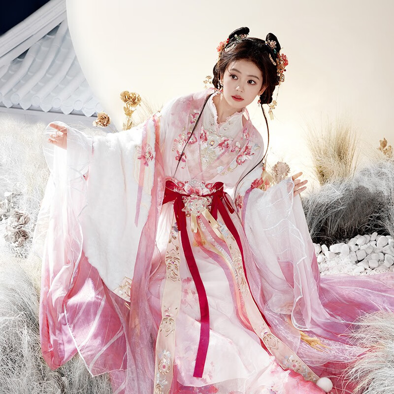 十三余小豆蔻儿[嫦娥拒霜思-王者荣耀联名] 大袖襦吊带破裙国风裙 破