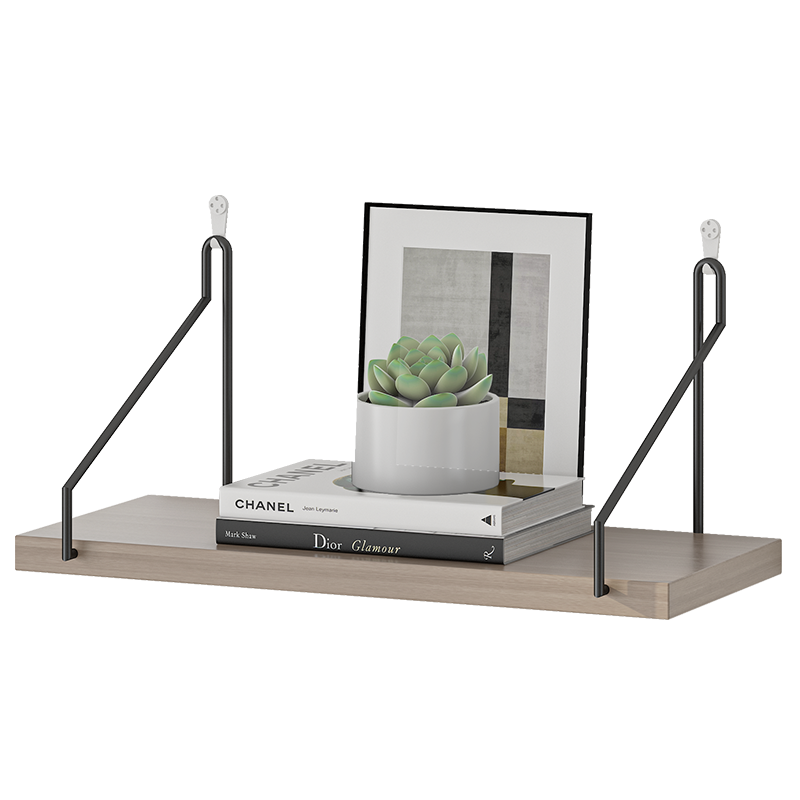 家乐铭品 墙面搁架 隔板条墙上置物架创意简约机顶盒支架客厅墙壁木质装饰架挂书架 YZ048