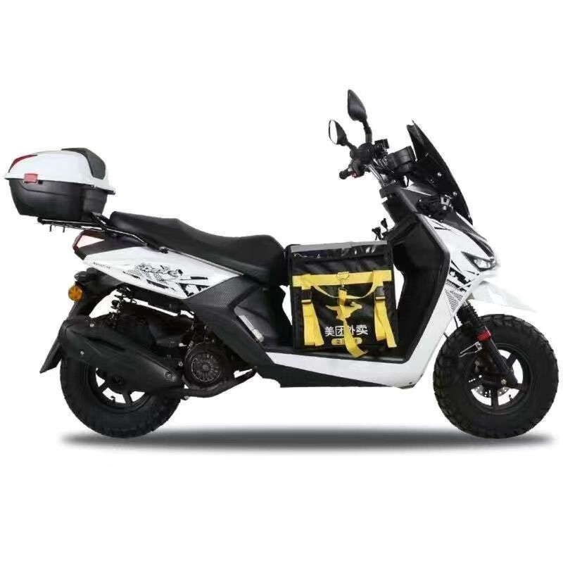 全新150踏板车摩托车国四电喷可上牌鬼火跑车燃油车摩托车外卖车 白色