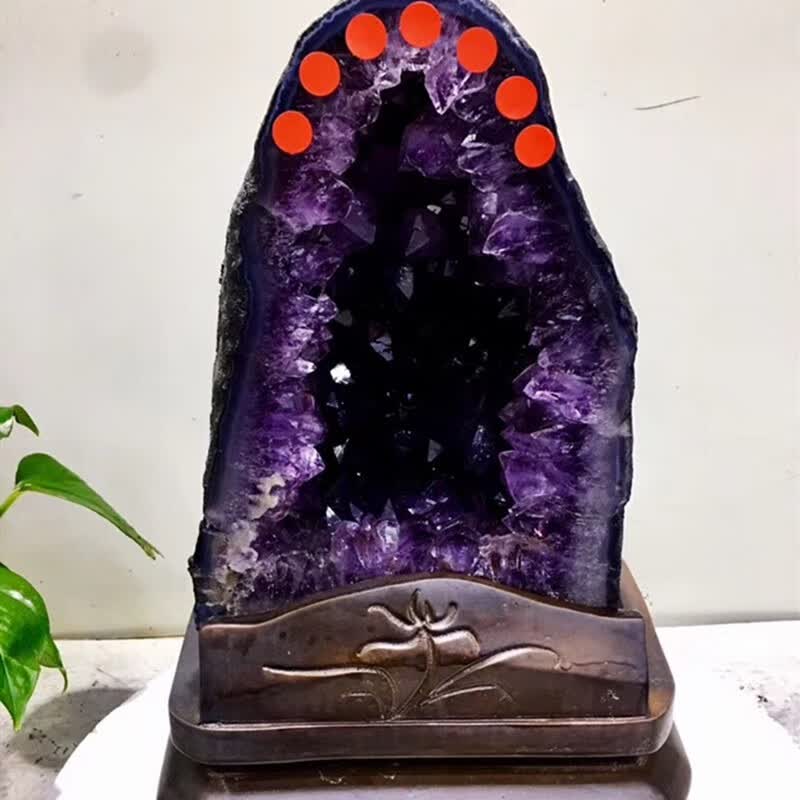 君政原矿紫晶洞摆件 晶体通透颗粒大家居办公摆放 紫色