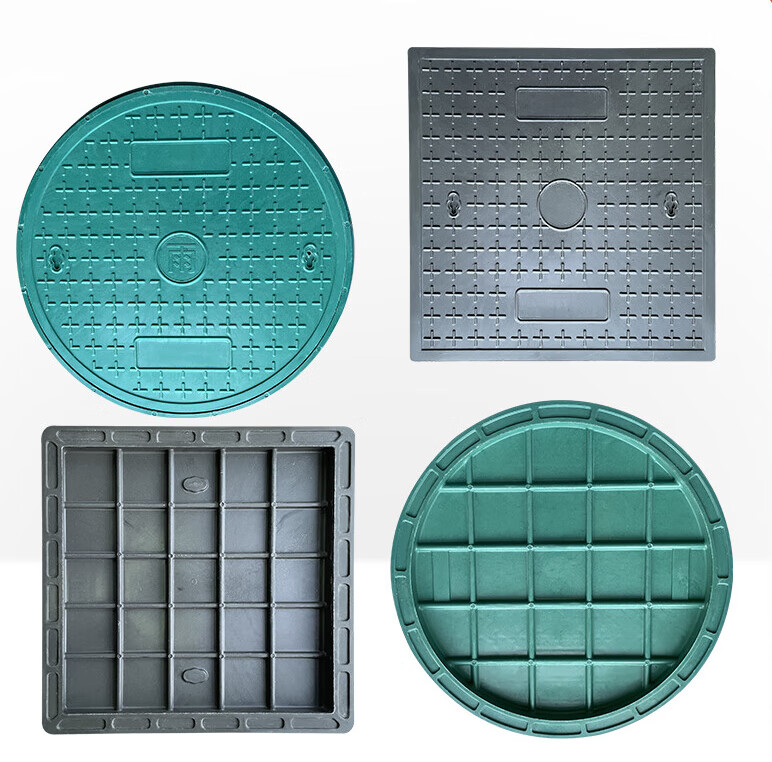 画萌井盖圆形雨水污水弱电复合树脂盖板下水道塑料窨井盖方形市政绿色
