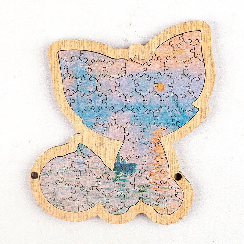 印象彩色木质玩具diy积木幼儿拼图puzzle木质儿童拼图 日出印象小版