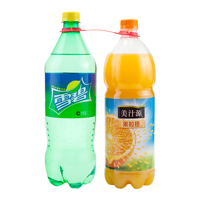 雪碧 1.25L汽水+美汁源果粒橙1.25L果汁饮料2瓶组合装 果汽双提