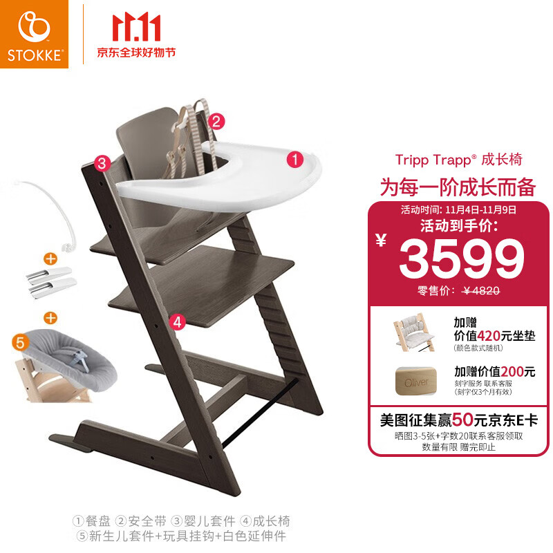 Stokke TrippTrapp宝宝餐椅婴儿六件套餐儿童餐椅成长椅宝宝椅 复古灰属于什么档次？