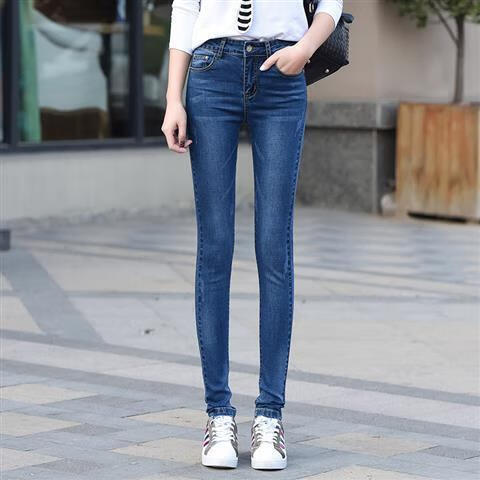 弹力牛仔裤女小脚修身春秋新款牛仔裤女紧身韩版春秋显 深蓝色1010 26