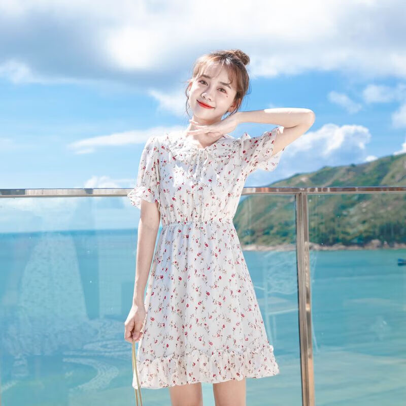 乔骏晟适合145cm娇小个子夏女150矮个子加小码xs显高短款雪纺连衣裙超