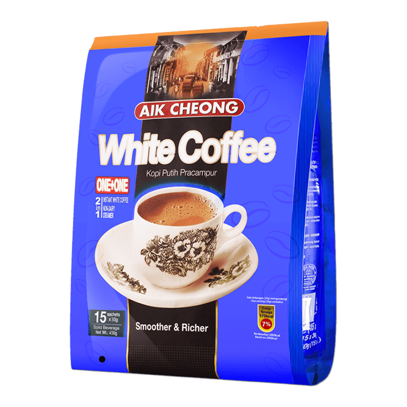 马来西亚进口 益昌2合1无添加蔗糖速溶白咖啡粉 冲调饮品 15条450g