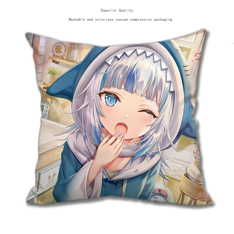 噶呜古拉抱枕 噶呜古拉周边抱枕鲨鱼娘gawr gura同款海报定制枕头坐