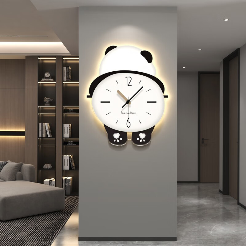 美世达（MEISD）熊猫挂钟客厅钟表2023年新款家用装饰时