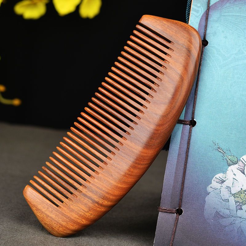 天然木梳子绿檀香木家用男士女长发刻字头部按摩梳子刻字 绿檀款