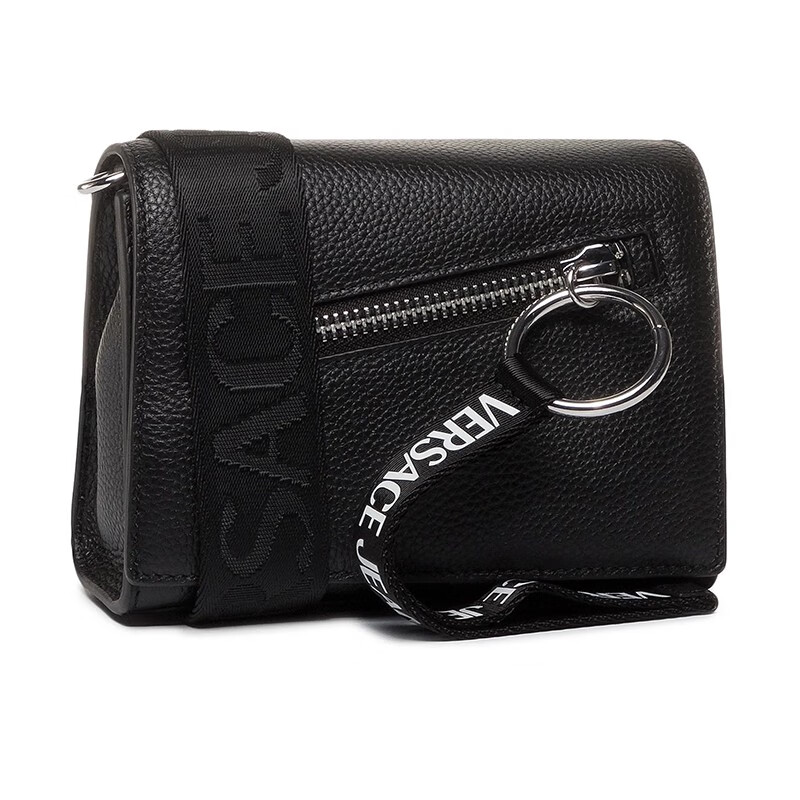 versace jeans couture 范思哲女包 女士皮革荔枝纹翻盖印花斜挎单肩
