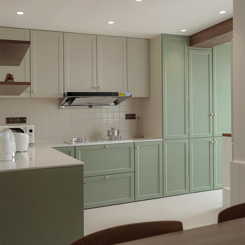 仁聚益成都全屋定制法式轻奢厨房橱柜整体定做厨房岩板台面装修别墅设