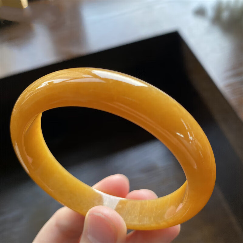 玉满田 黄翡翠手镯缅甸老坑细糯种黄翡正圈女款翡翠礼优选翡翠 手镯