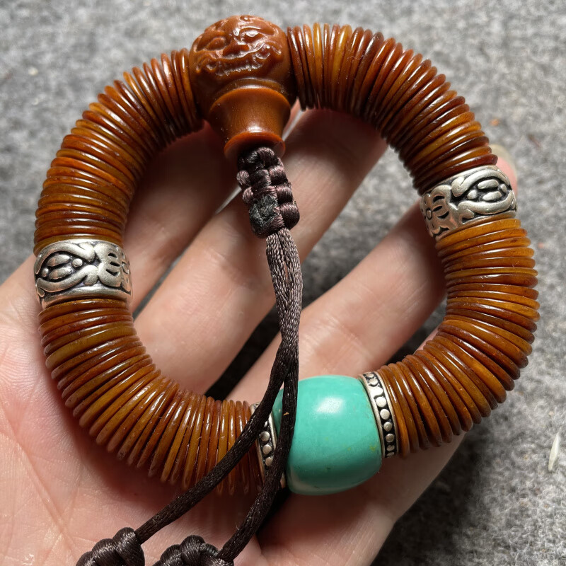 永赫 天然牦牛骨片珠手串108颗 佛珠手链藏式老牛骨手串念珠把件