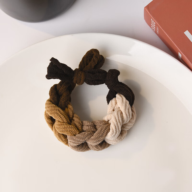 左欧(zuoou)丸子头头绳手工编织高颜值加粗高弹力耐用彩色不伤发头发