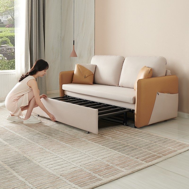 全友quanu家居沙发床现代简约科技布沙发小户型客厅单双人多功能两用