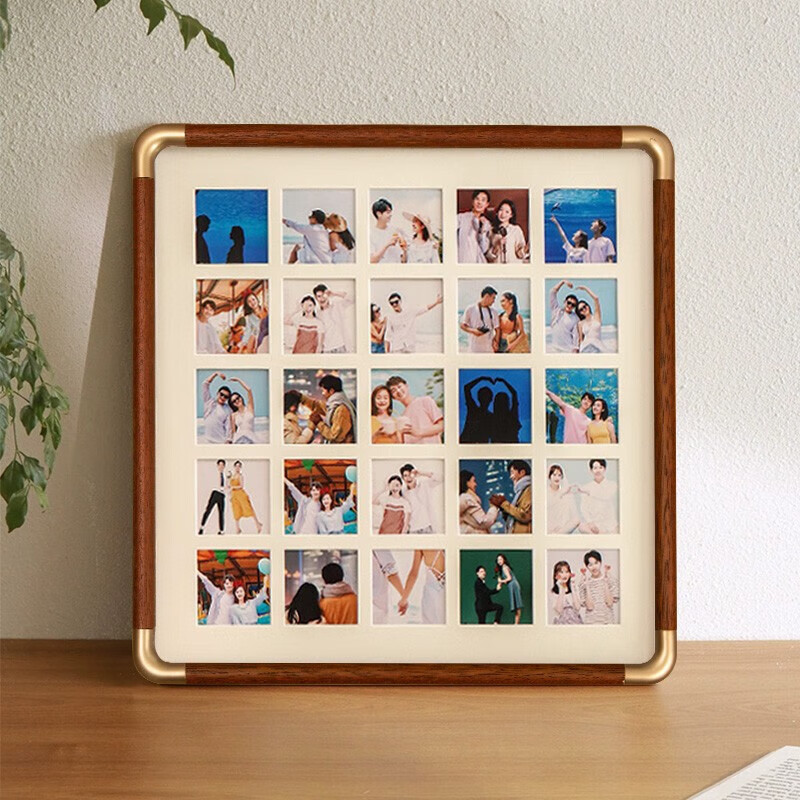 天尚喷画36宫格实木相框摆台洗照片定制diy拼图情侣拍立得打印纪念册