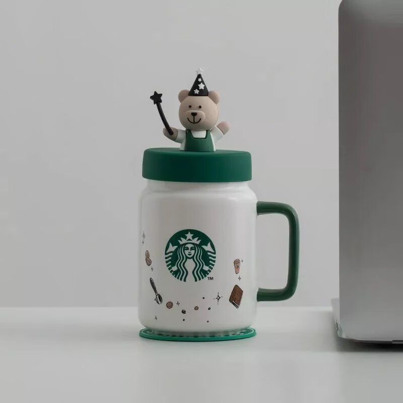 星巴克(starbucks)梅森小熊杯子马克杯陶瓷杯魔法师情侣水杯陶瓷环保