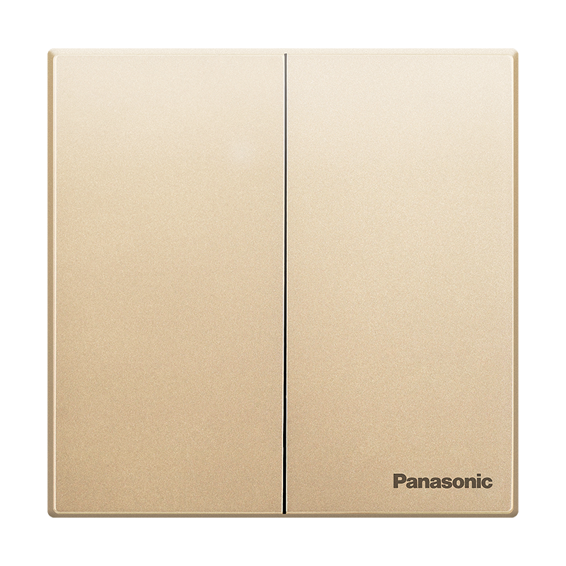 松下（ Panasonic）开关插座面板 二开单控开关面板 双开单控墙壁开关 悦宸系列86型 WMWM503MYZ 香槟金色