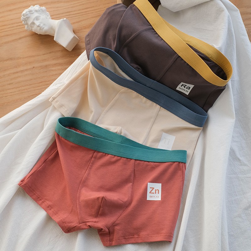 zackwear 男士内裤潮流平角裤纯色舒适透气四角男生青年个性中腰短