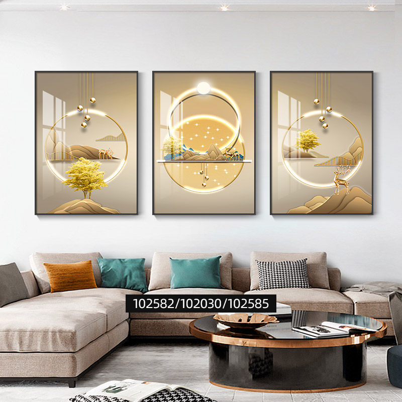 家庭楼梯墙壁挂画 轻奢客厅装饰画现代壁画大气沙发背景墙挂画抽象