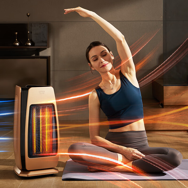 利维斯顿取暖器家用暖风机立式电暖风热风机电暖气节能小太阳遥控电暖器卧室办公室烤火炉APP智能语音AI 速热石墨烯/语音/APP/遥控 香槟金 变频省电2200W