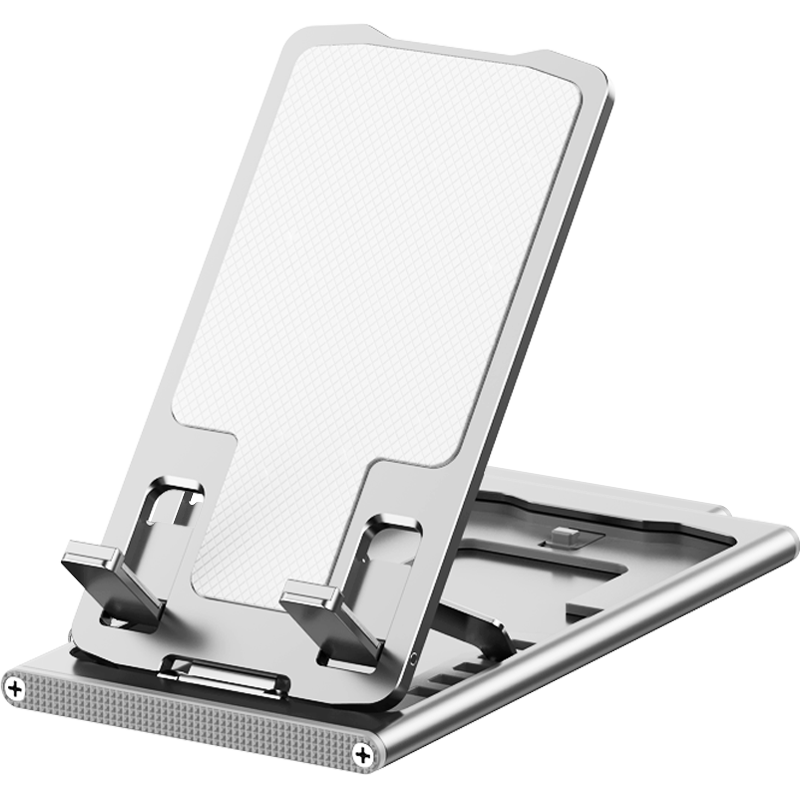 多奈屋 手机支架桌面平板支架 直播支架床头懒人支架折叠便携 苹果iphone华为安卓小米通用手机架 银色