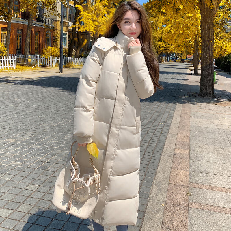羽绒服女中长款修身 显瘦小个子学生羽绒女冬季学生保暖防寒加厚外套