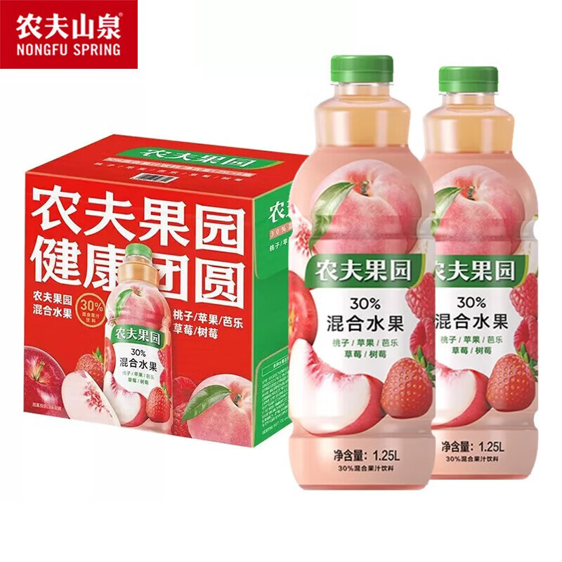 农夫山泉农夫果园30混合果蔬果汁多口味家庭版大瓶饮料 桃子混合果汁