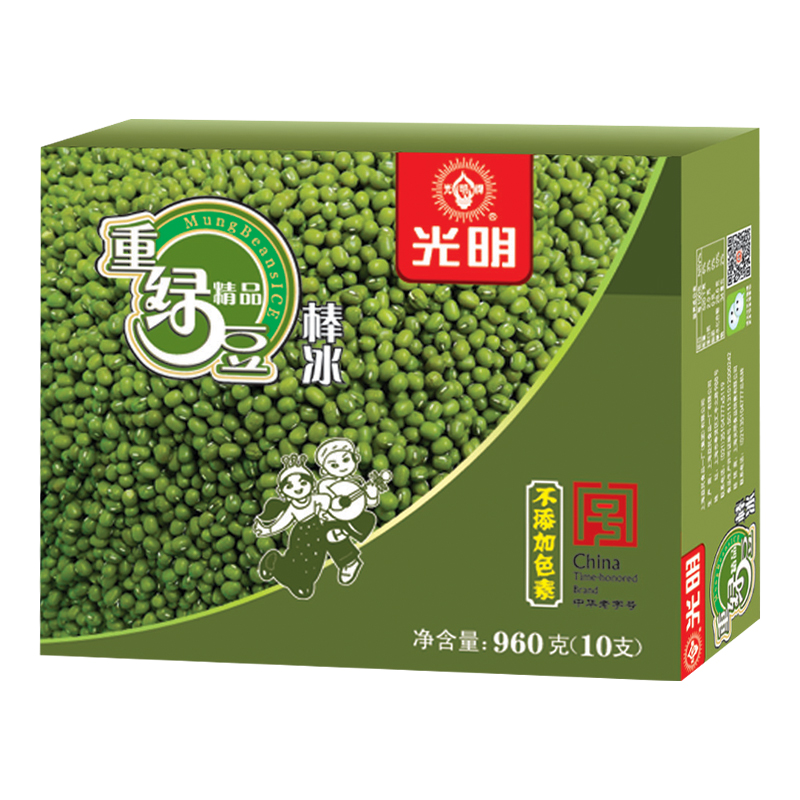 光明 精品重绿豆棒冰96g*10支 薄荷清凉口感冰棍冷饮雪糕冰激凌家庭装