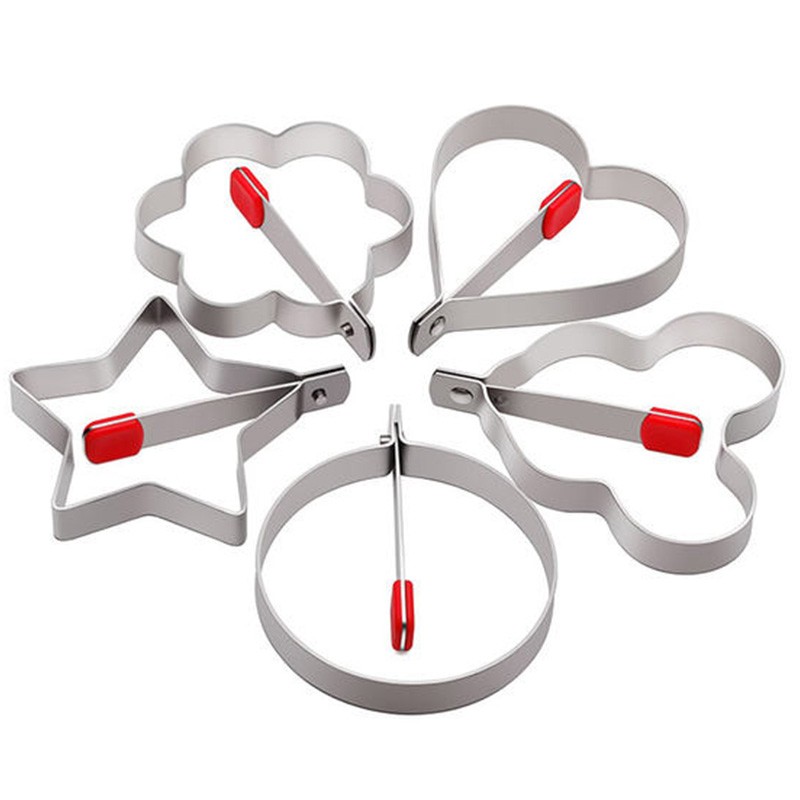 言米加304不锈钢煎蛋器模型荷包蛋模具爱心型煎鸡蛋模具可爱便当煎蛋神 五件套模具套装