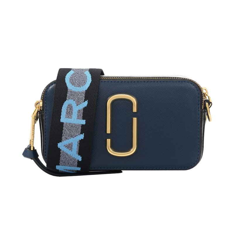 马克·雅可布 MARC JACOBS 奢侈品 女士SNAPSHOT系列蓝色拼接色牛皮小相机包 M0014146424